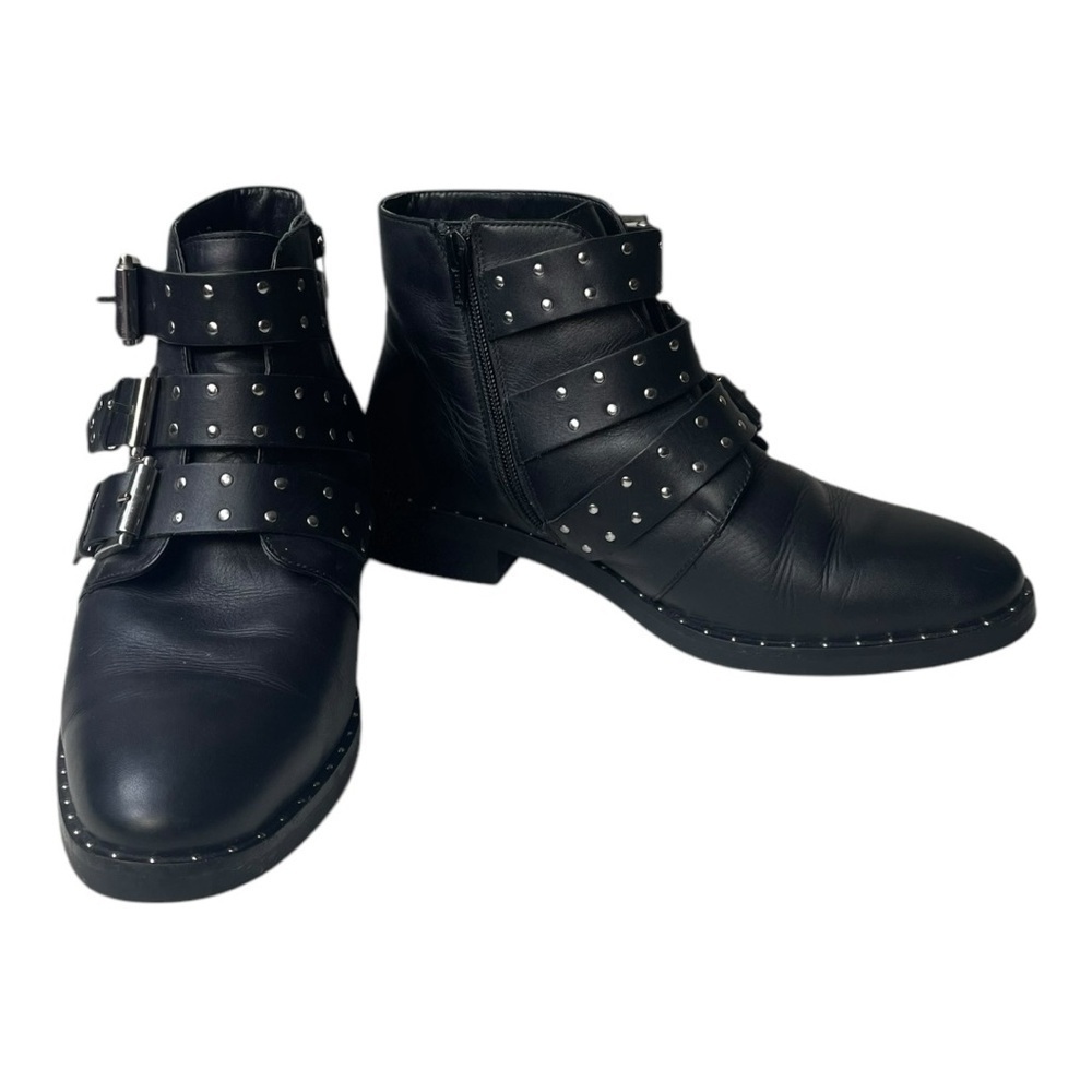 ASOS Women’s Asher Studded Black Leather Buckle Ankle Boots - Picture 4 of 11